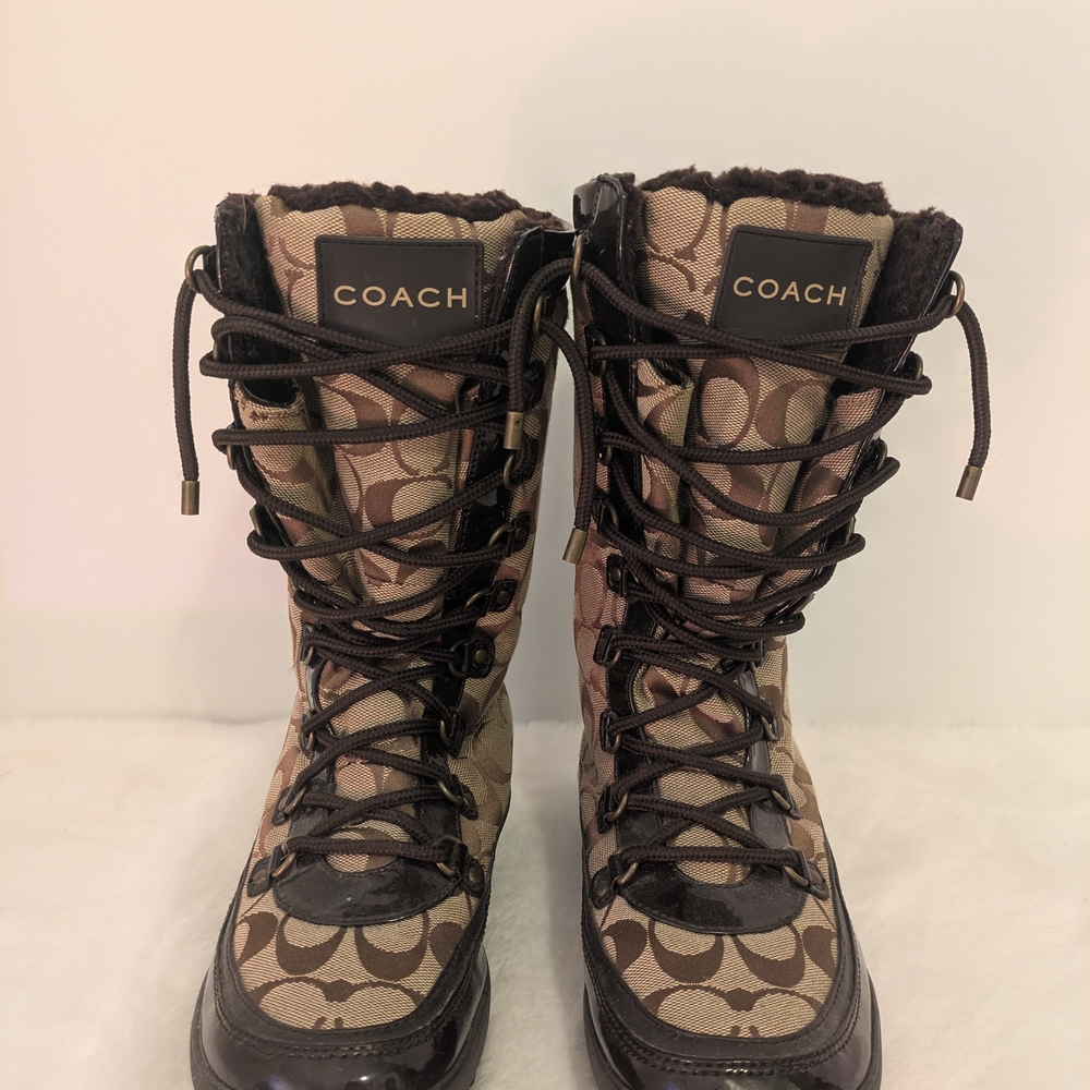 Coach Women's Brown Lace-Up Boots